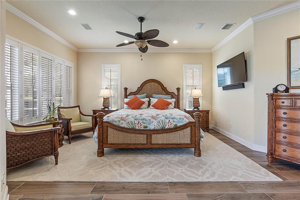 Crown Molding & Windows w/Plantation Shutters