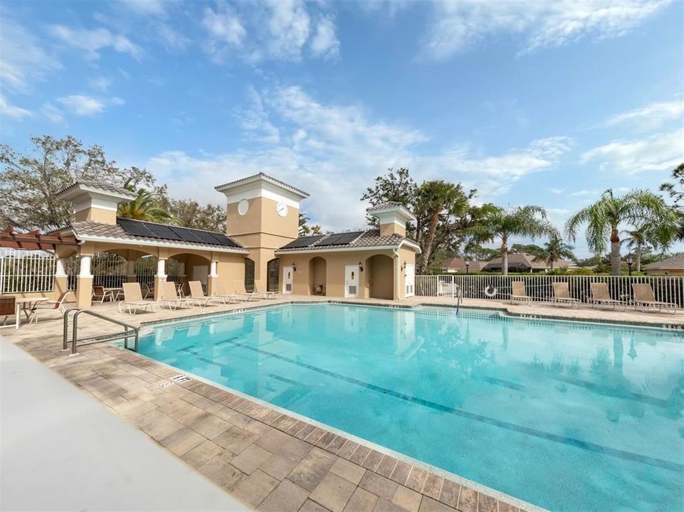 The large Rivendell pool includes a covered area, lounging area and lap lanes