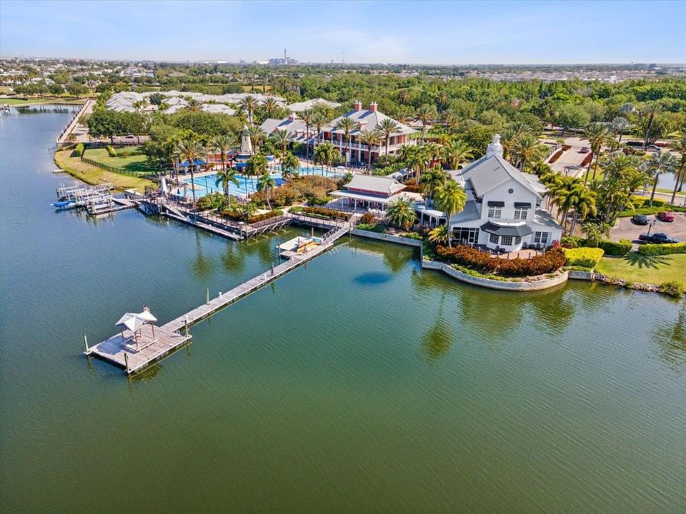 Kayaks can be launched from this dock for resident use. The grounds of our community include the Park Square sales center, the Mirabay Clubhouse and various parks throughout the neighborhood.