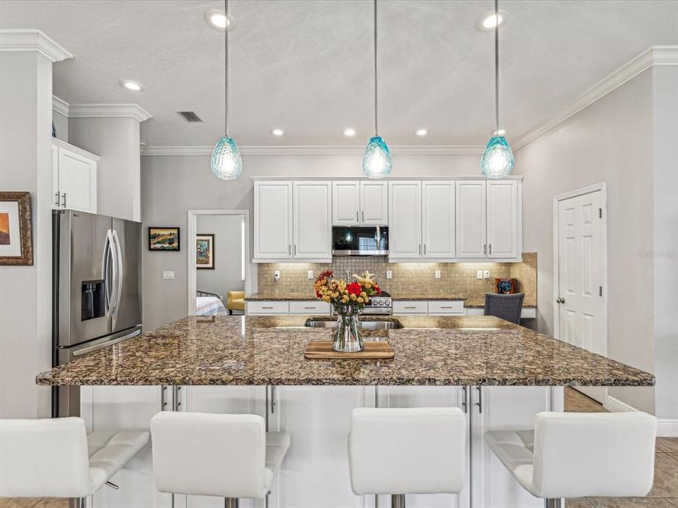 Many meals can be prepared and served in this chef's kitchen.