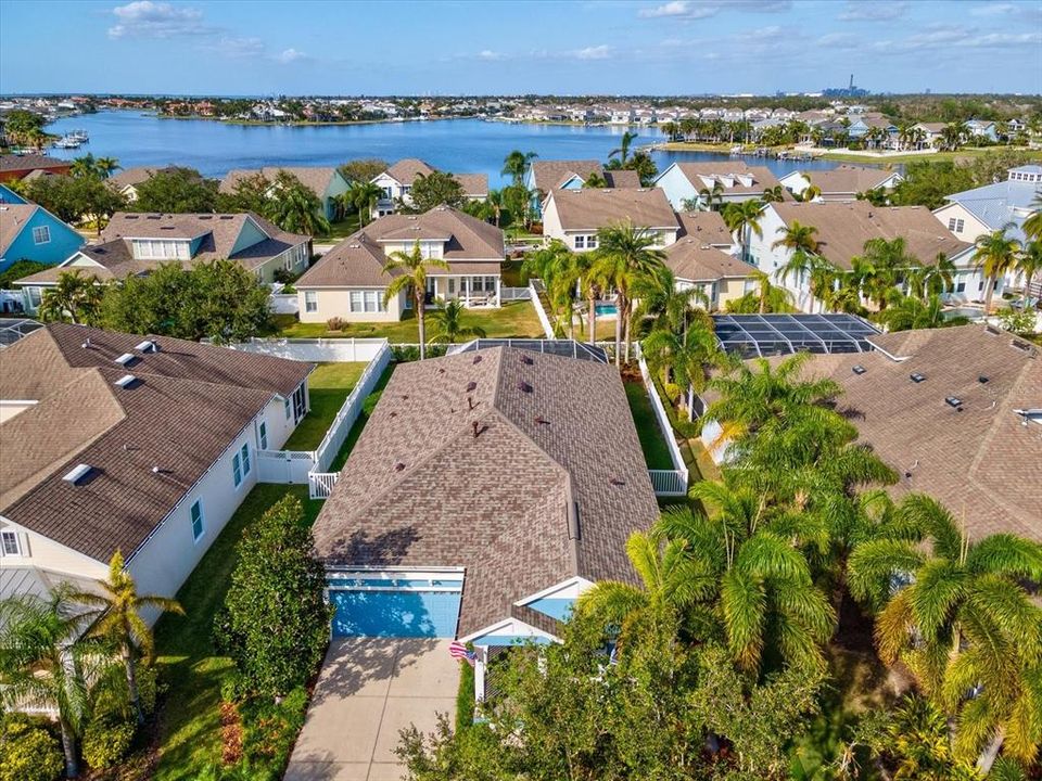 The azure shade of the house match the vibrant waters of Mirabay Lagoon and far beyond to the waters of Tampa Bay.