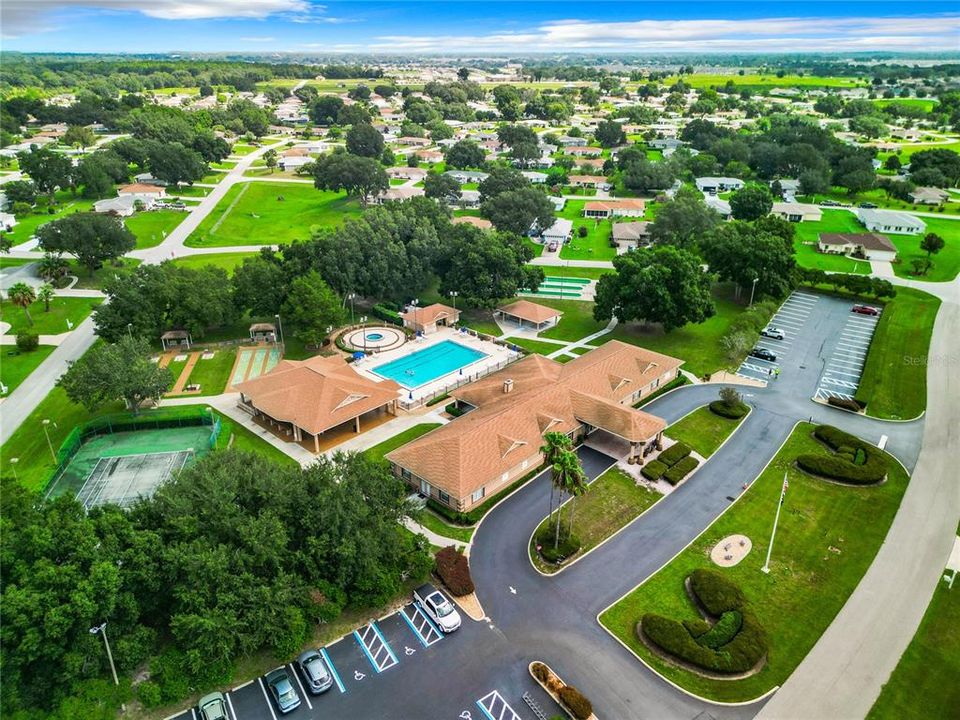 Aerial view of the clubhouse