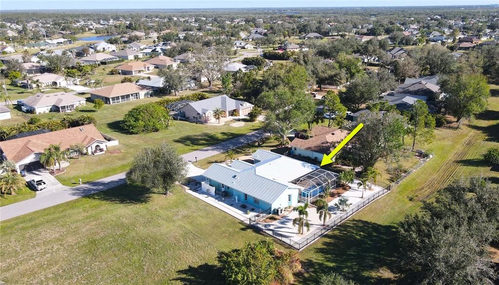 Aerial rear view of home