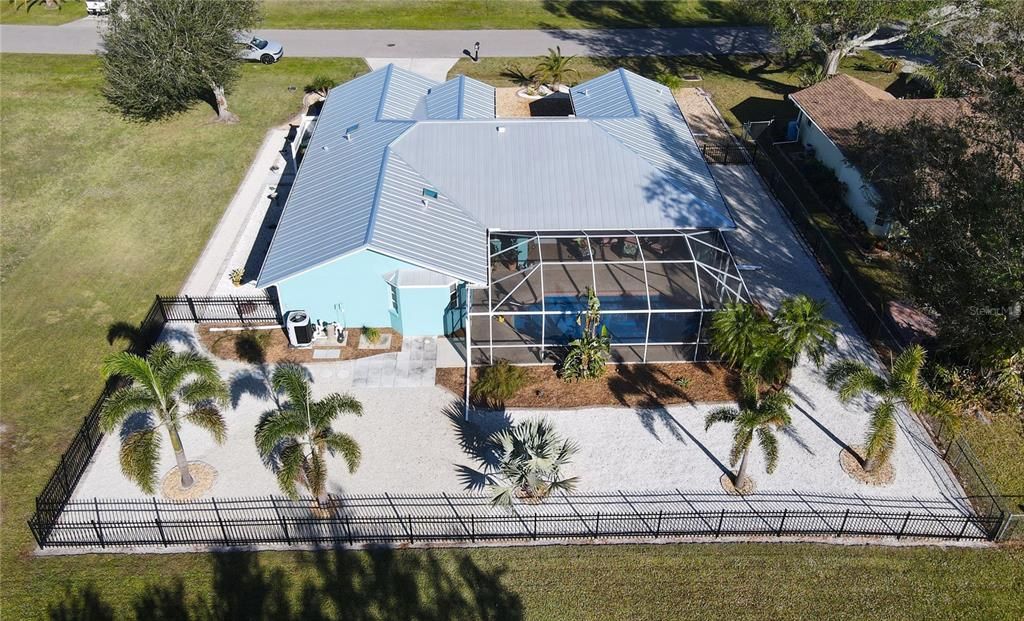 Aerial rear view of home