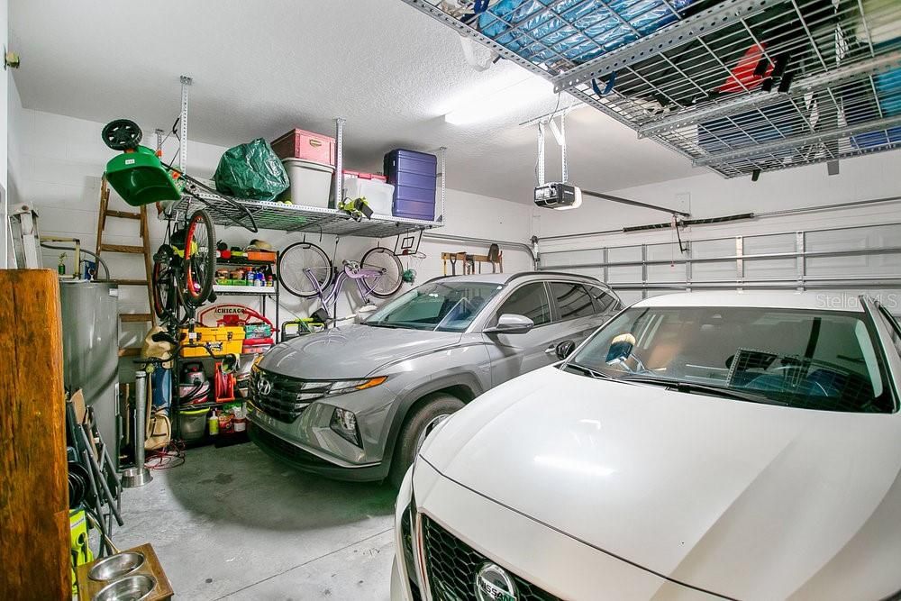 Two-car garage with upgraded overhead storage