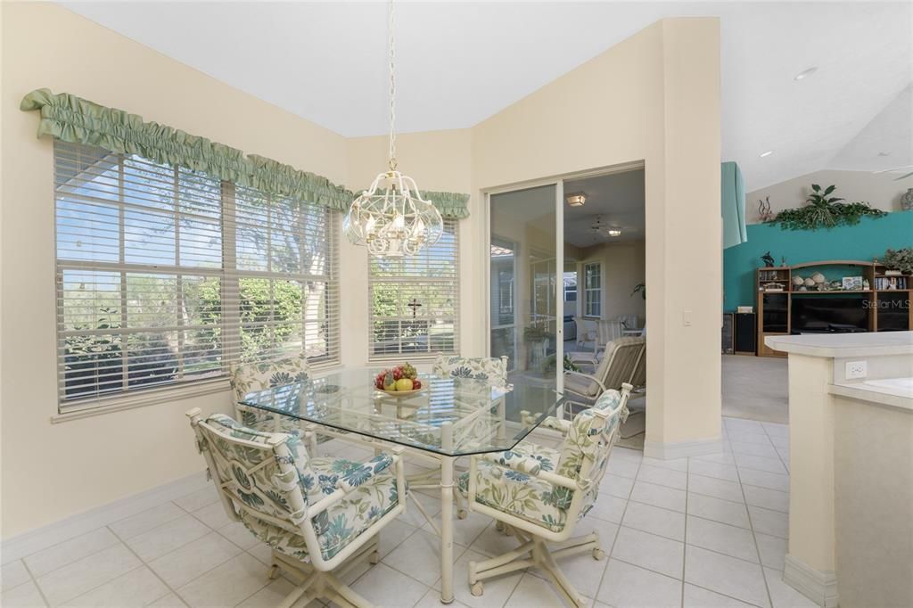 Breakfast nook overlooking the private backyard