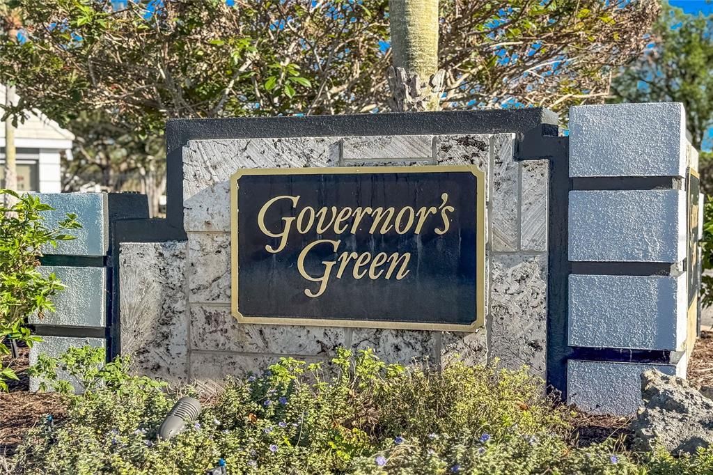 Gated entrance to the Governor's Green community