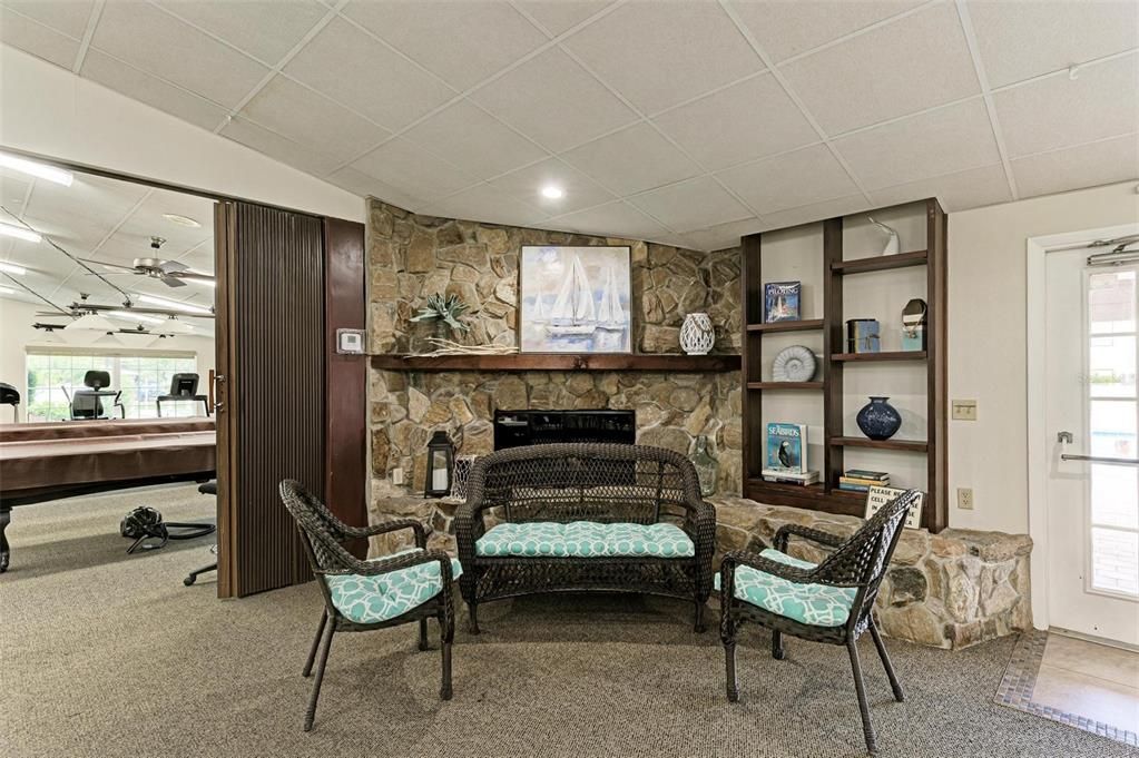 Sitting Area and Fireplace in Clubhouse