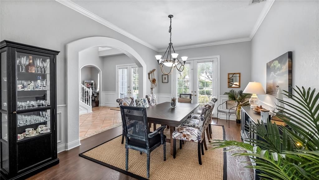 Dining Room with french doors leading to front porch.