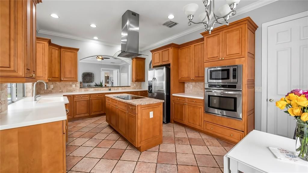 Kitchen with center cooking island.