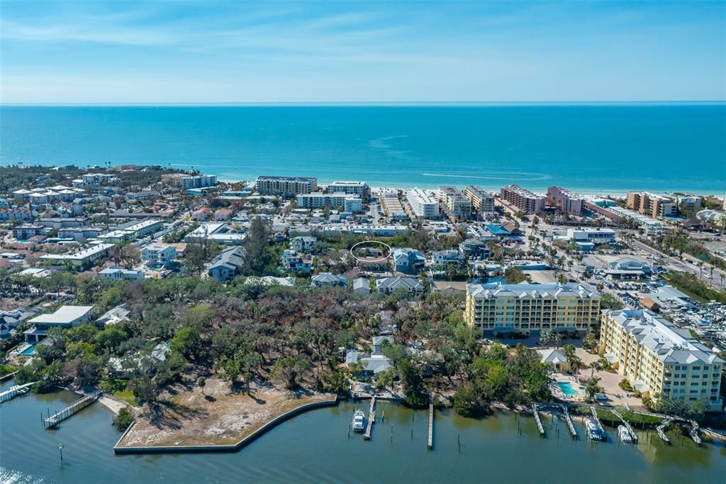 Property circled showing central location between the intracoastal and the Gulf