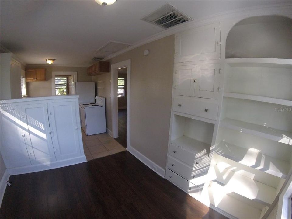 dining area and built-ins