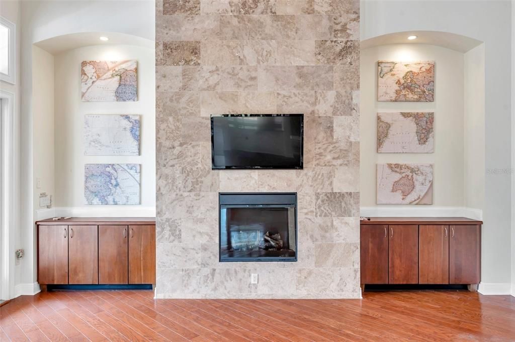 Travertine fire place