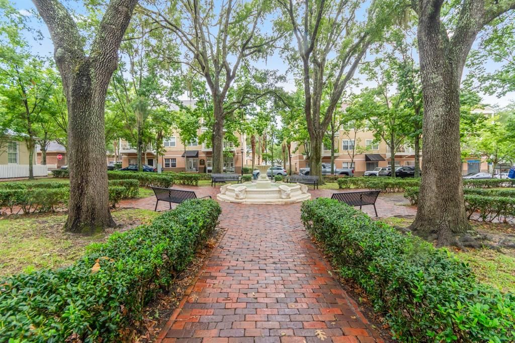 Charming Haile Village Center Square with Fountain