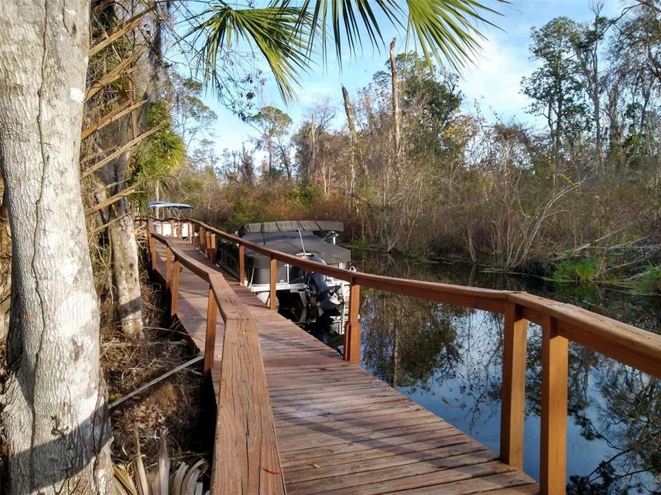 Boardwalk on the canal to Lake Harris