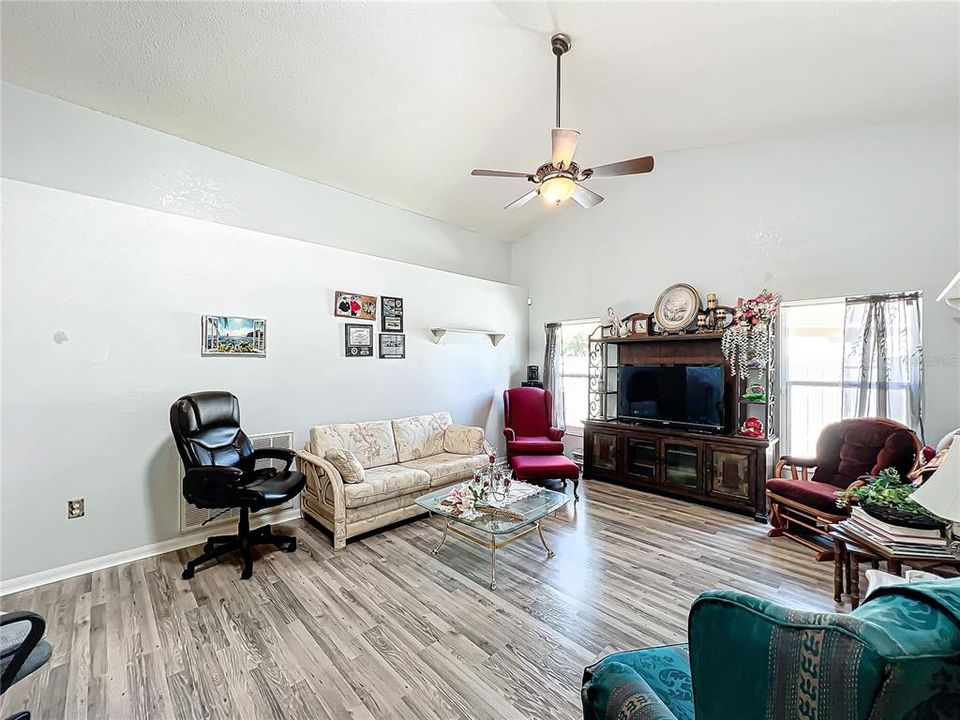 Very large family room.  Love the vinyl floors