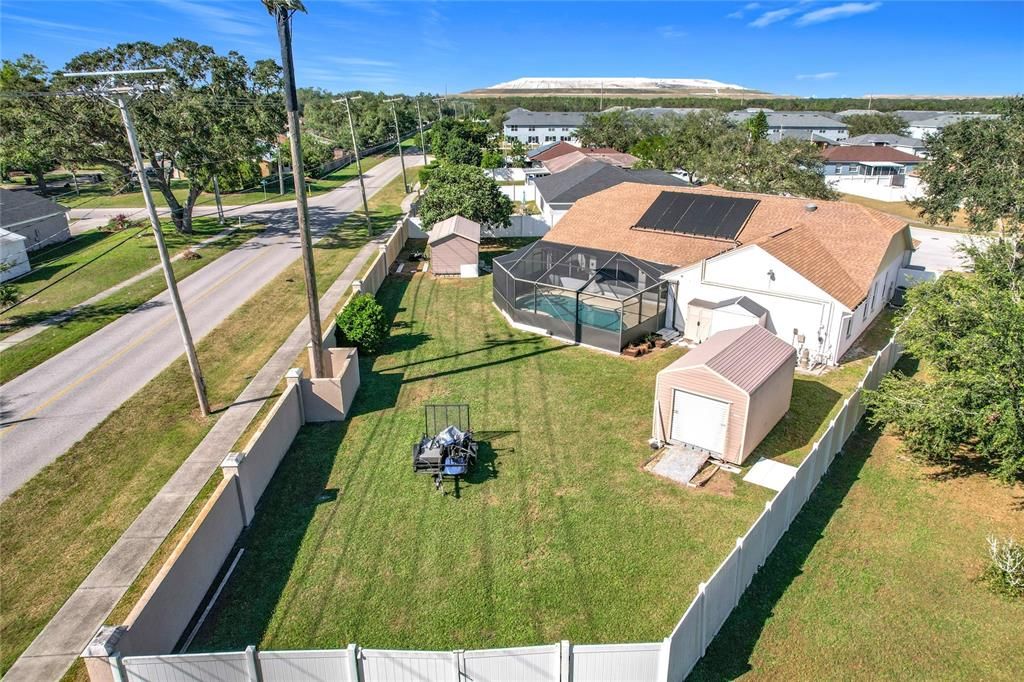 Overhead view of the lot and home