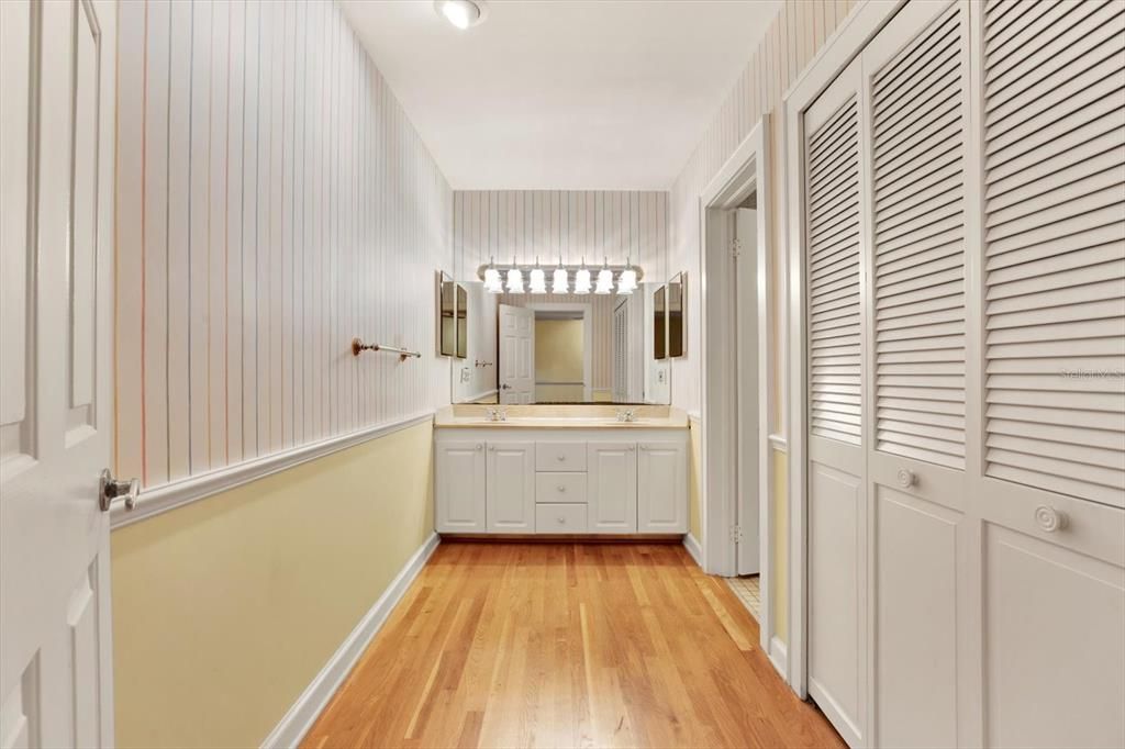 Large bathroom with additional closets