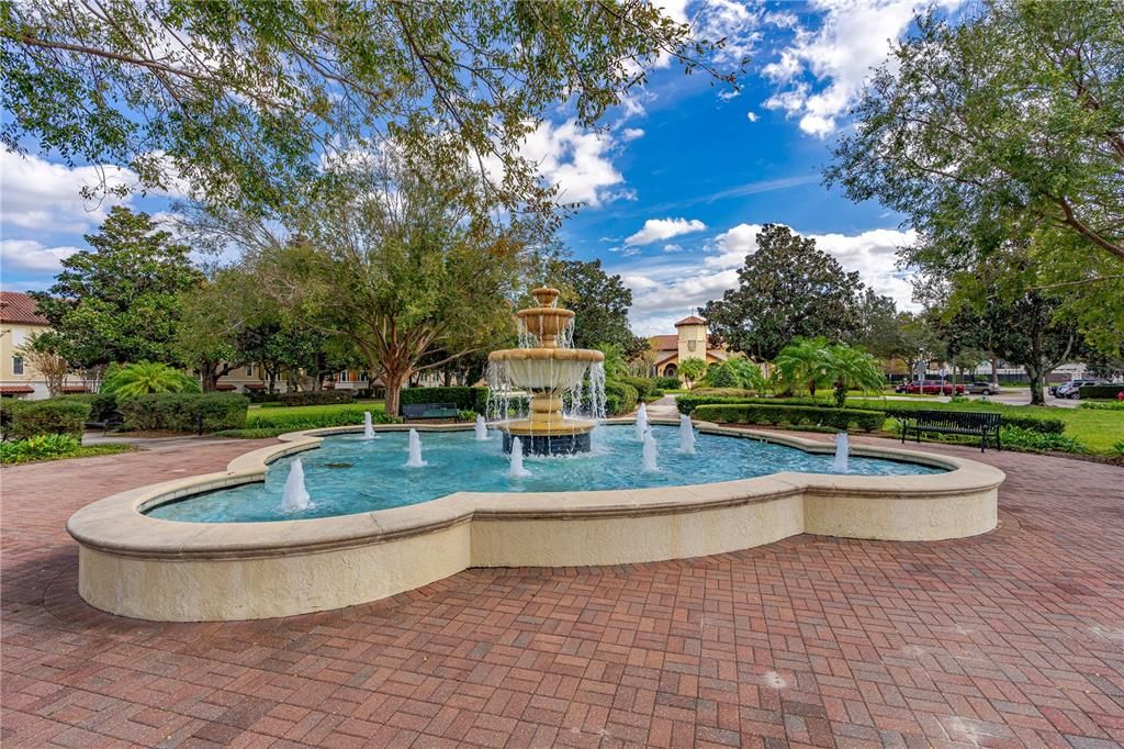 Lovely fountain in center of community