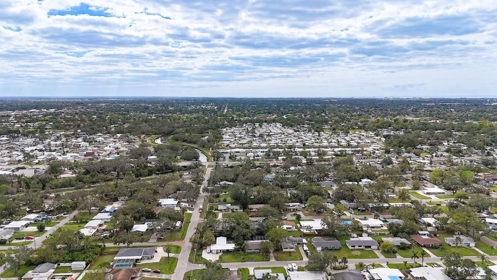 Facing South above house