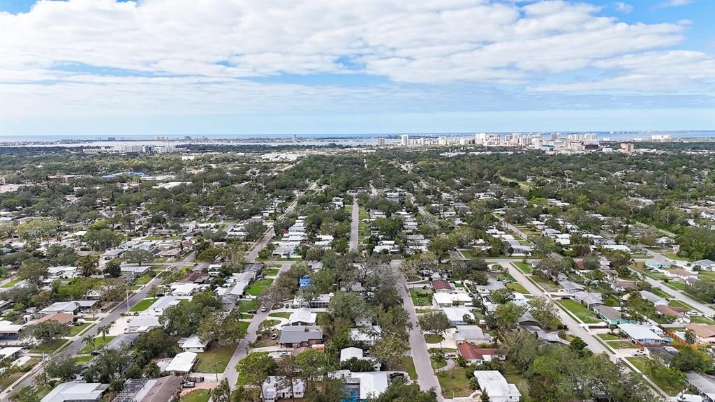 Facing West (Gulf of Mexico) and Downtown Sarasota to the far right.