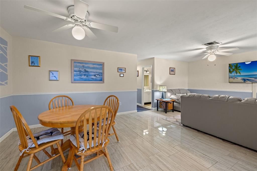 Dining area featuring ceiling fan