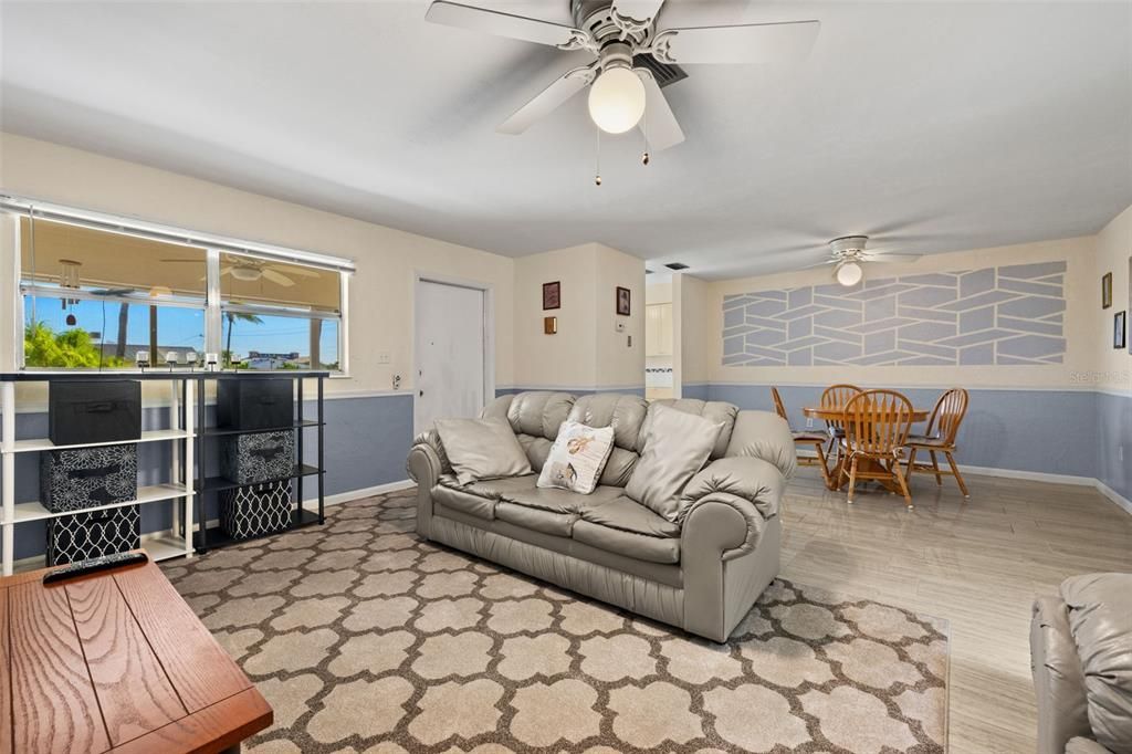 Living room toward dining area