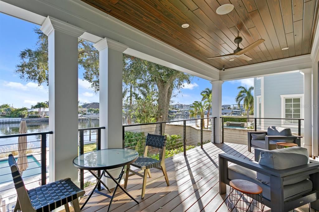 Lanai with gas fireplace and outdoor kitchen