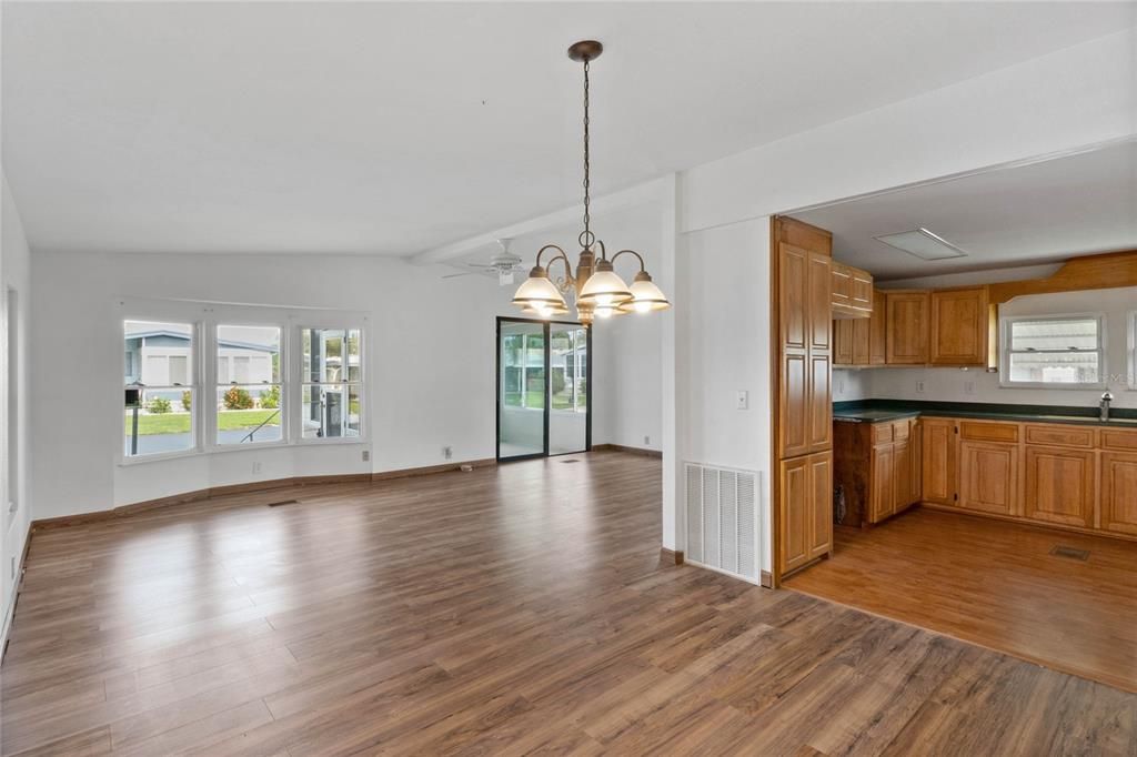 Dining room and kitchen