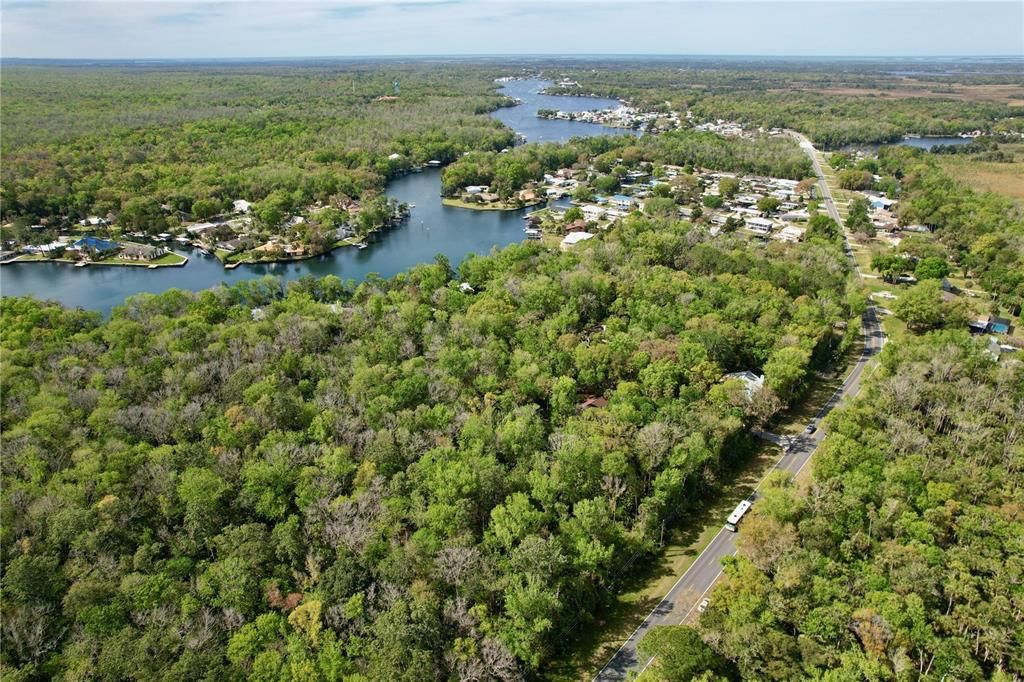 Aerial view of Blue River Cove