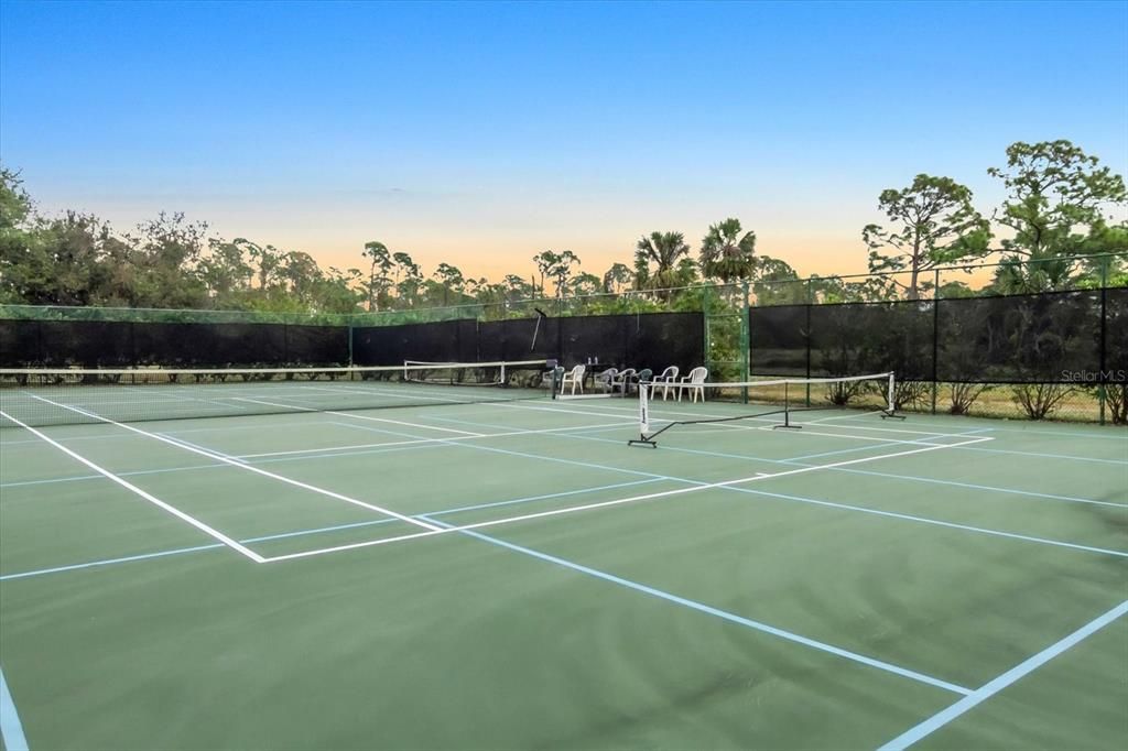 Community pickleball and tennis courts