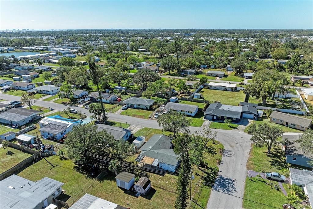 drone view of corner lot