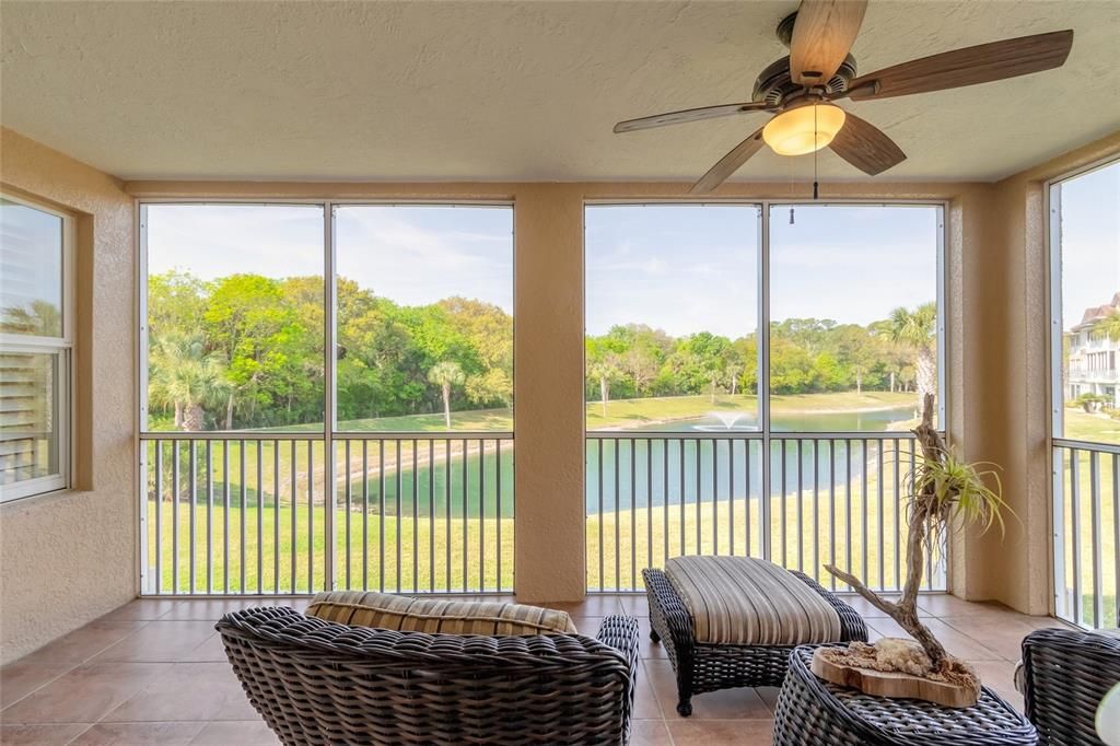 Relax on lanai while enjoying water and wooded views