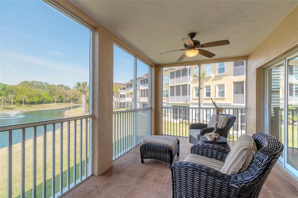 Relax on lanai while enjoying water and wooded views