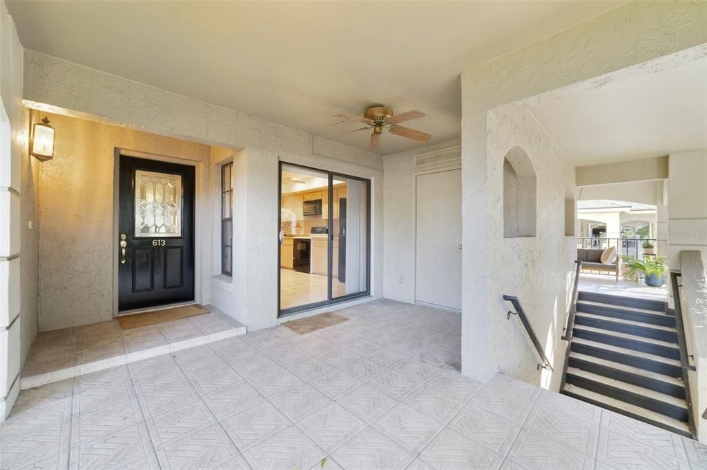 Covered Front Porch with Storage Closet