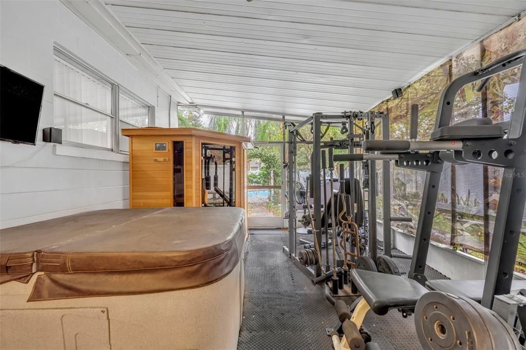 Porch with Sauna, Spa and Exercise Equipment