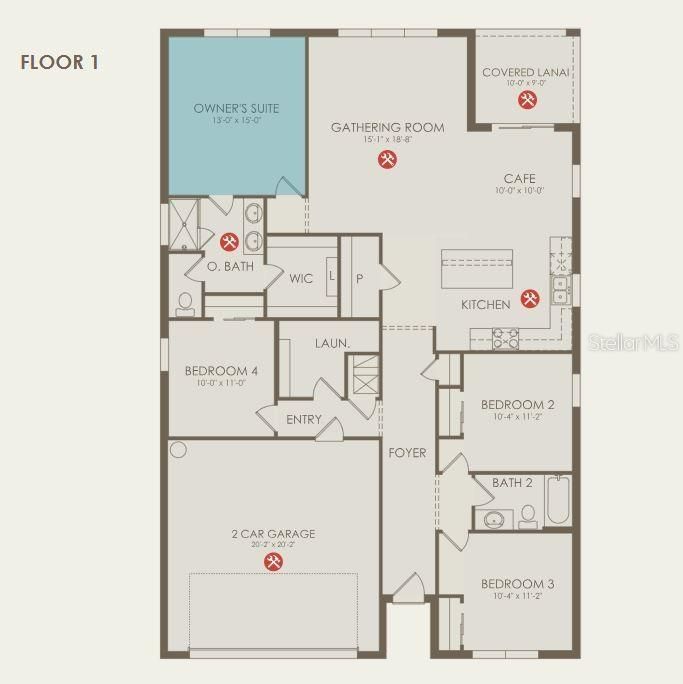 Floor plan with structural options selected