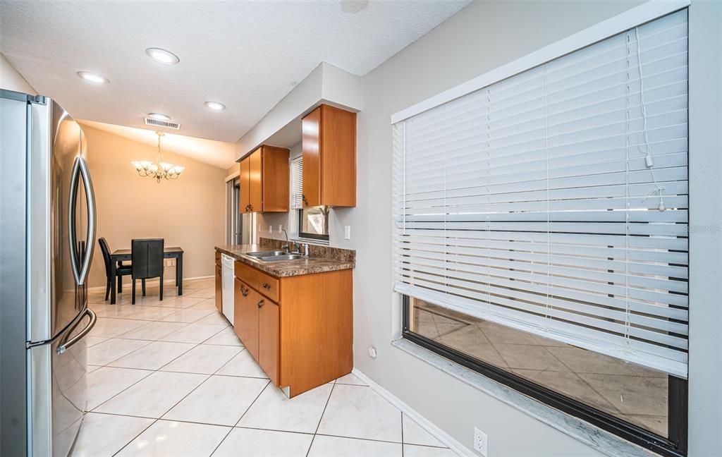 View of kitchen from laundry area