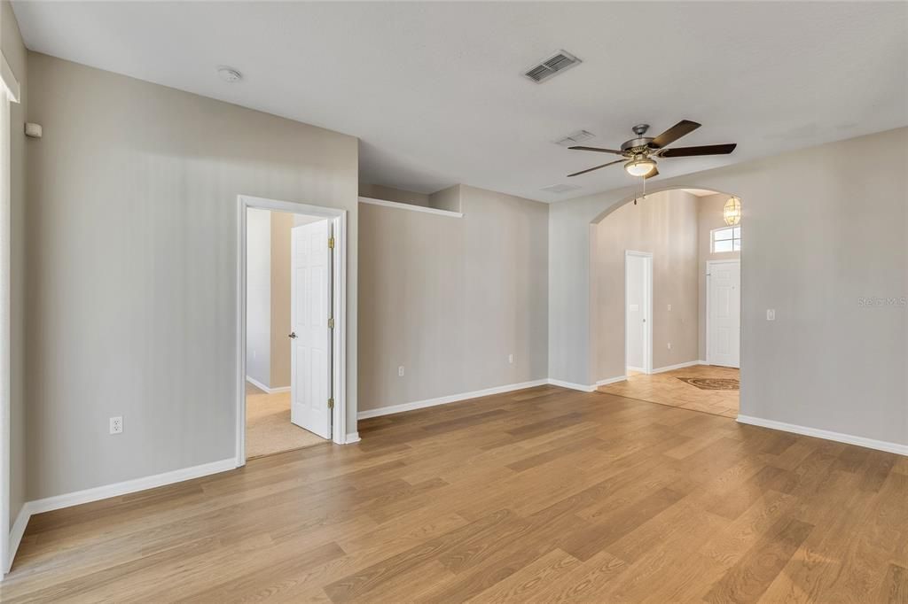 Family Room- Open floor plan and high ceilings