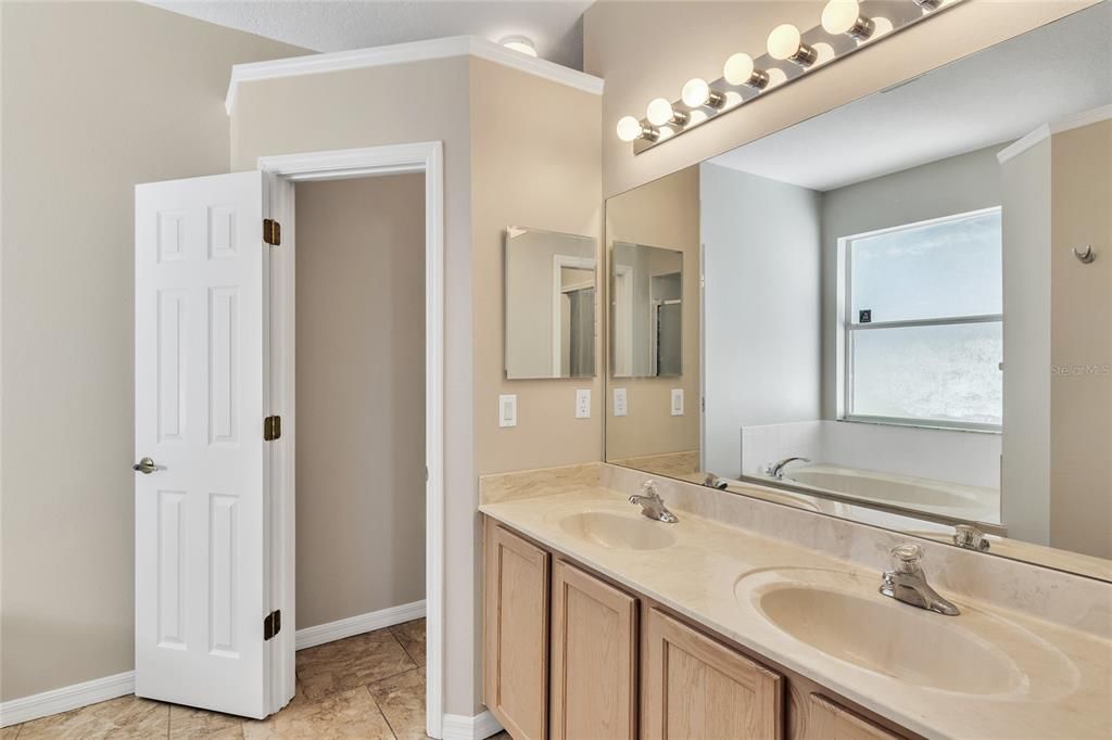 Primary Bath with dual vanity and water closet