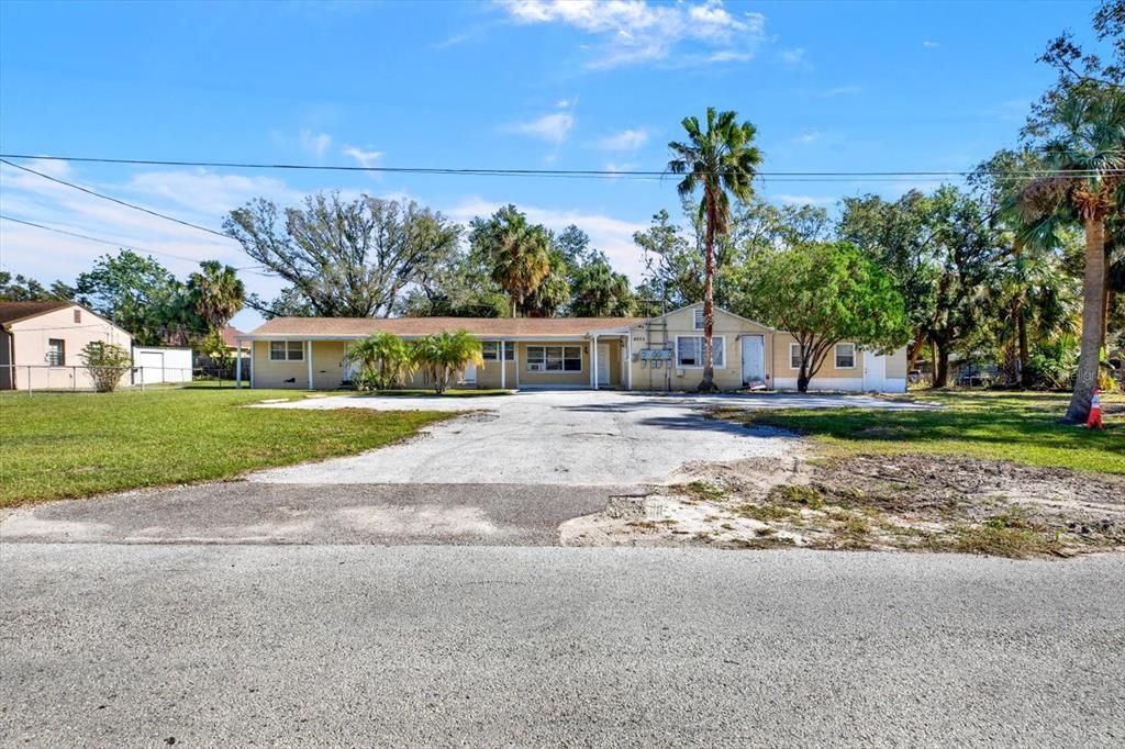 Double lot zoned for a multi-family building.