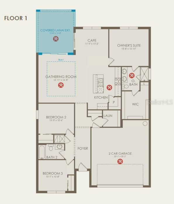 Floor plan with structural options selected