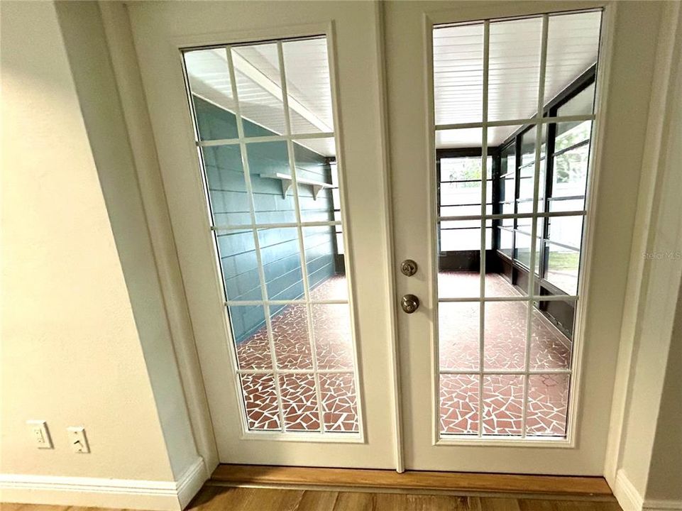 French doors to screened porch