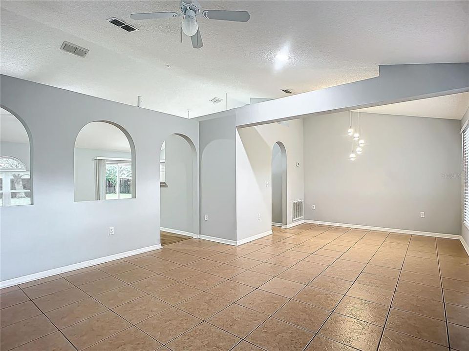 Living room and dining room toward Family Room