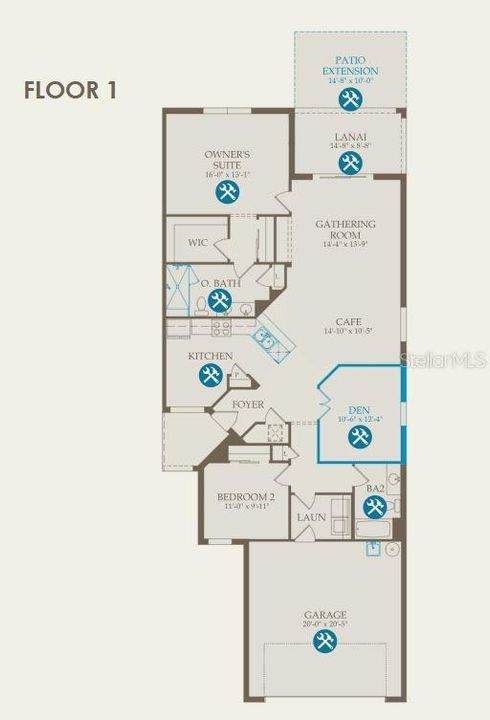 Floor plan with structural options selected