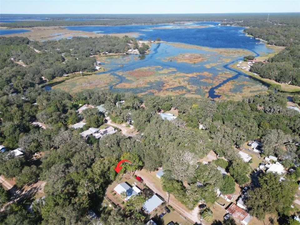 Aerial of house overlooking Lake Kerr