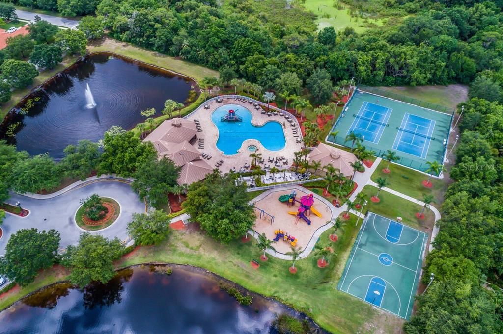 One of two community pools, park, pickleball, tennis and basketball courts.