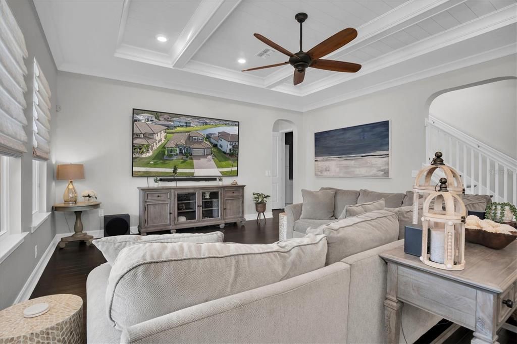 Living Room with Coffered Feature Ceiling