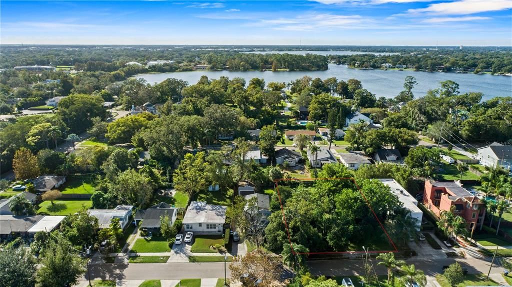 View of wooded lot and the neighborhood.