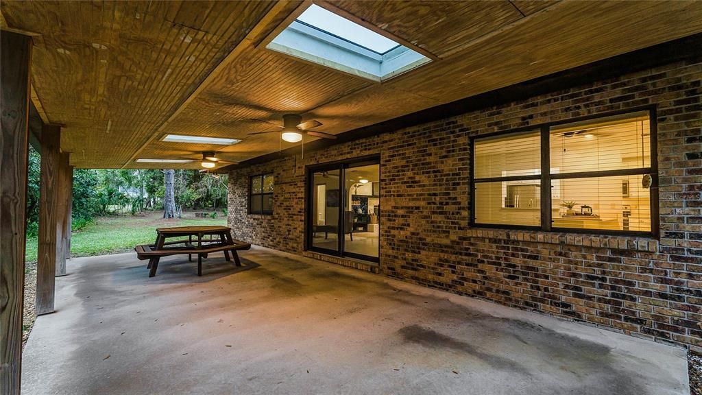 Covered Back Patio with Skylights